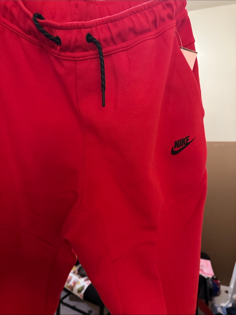 Nike Red Jogger Pants with Black Swoosh